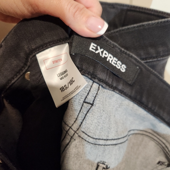 Express Mid Rise Black Leggings Jeans Size 18 - Picture 5 of 8